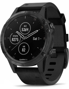 Спортивные часы Garmin Fenix 5 Plus Sapphire Black with Leather Band (010-01988-07)