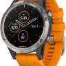 Спортивные часы Garmin Fenix 5 Plus Sapphire Titanium with Solar Flare Orange Band (010-01988-05)