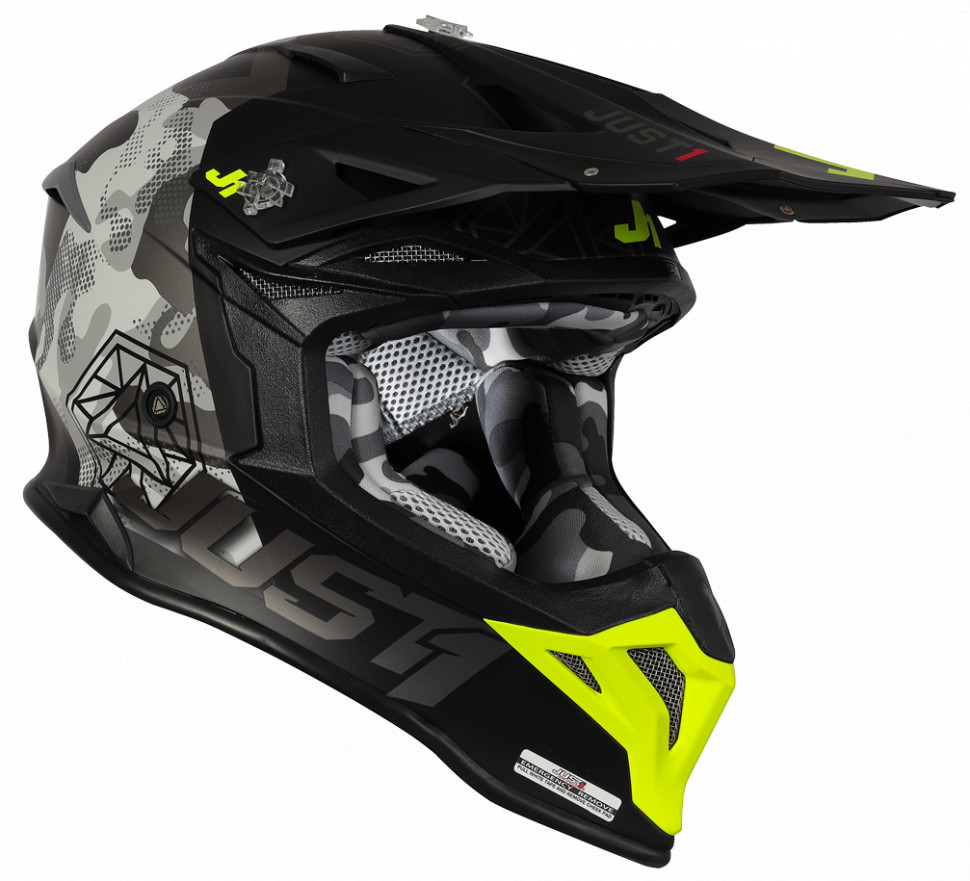 Мотошлем Just1 J39 Kinetic Camo Fluo Yellow/Red/Black Matt