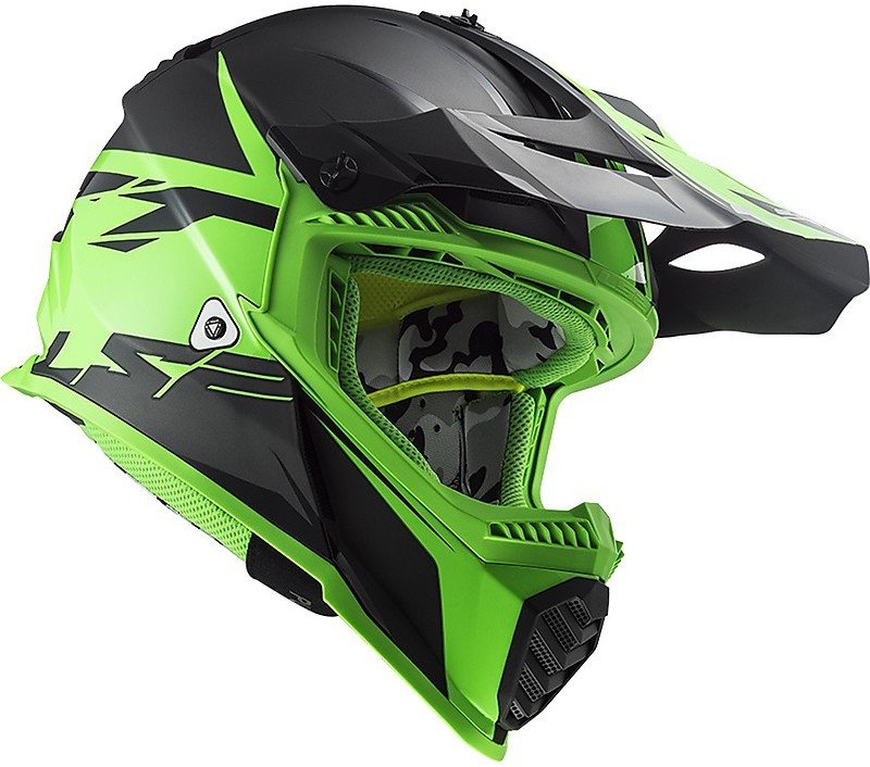 Мотошлем LS2 MX437 Fast Evo Roar Matt Black/Green
