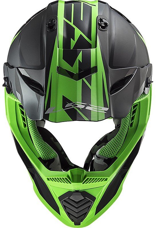Мотошлем LS2 MX437 Fast Evo Roar Matt Black/Green