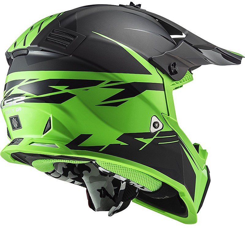 Мотошлем LS2 MX437 Fast Evo Roar Matt Black/Green