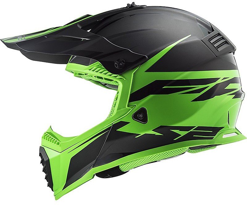 Мотошлем LS2 MX437 Fast Evo Roar Matt Black/Green