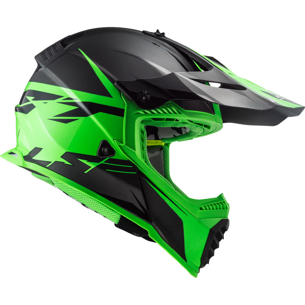 Мотошлем LS2 MX437 Fast Evo Roar Matt Black/Green