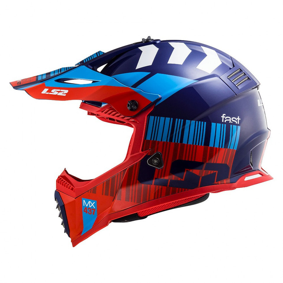 Мотошлем LS2 MX437 Fast Evo Xcode Gloss Red/Blue