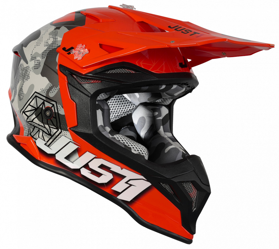 Мотошлем Just1 J39 Kinetic Camo Grey/Red/Fluo Orange