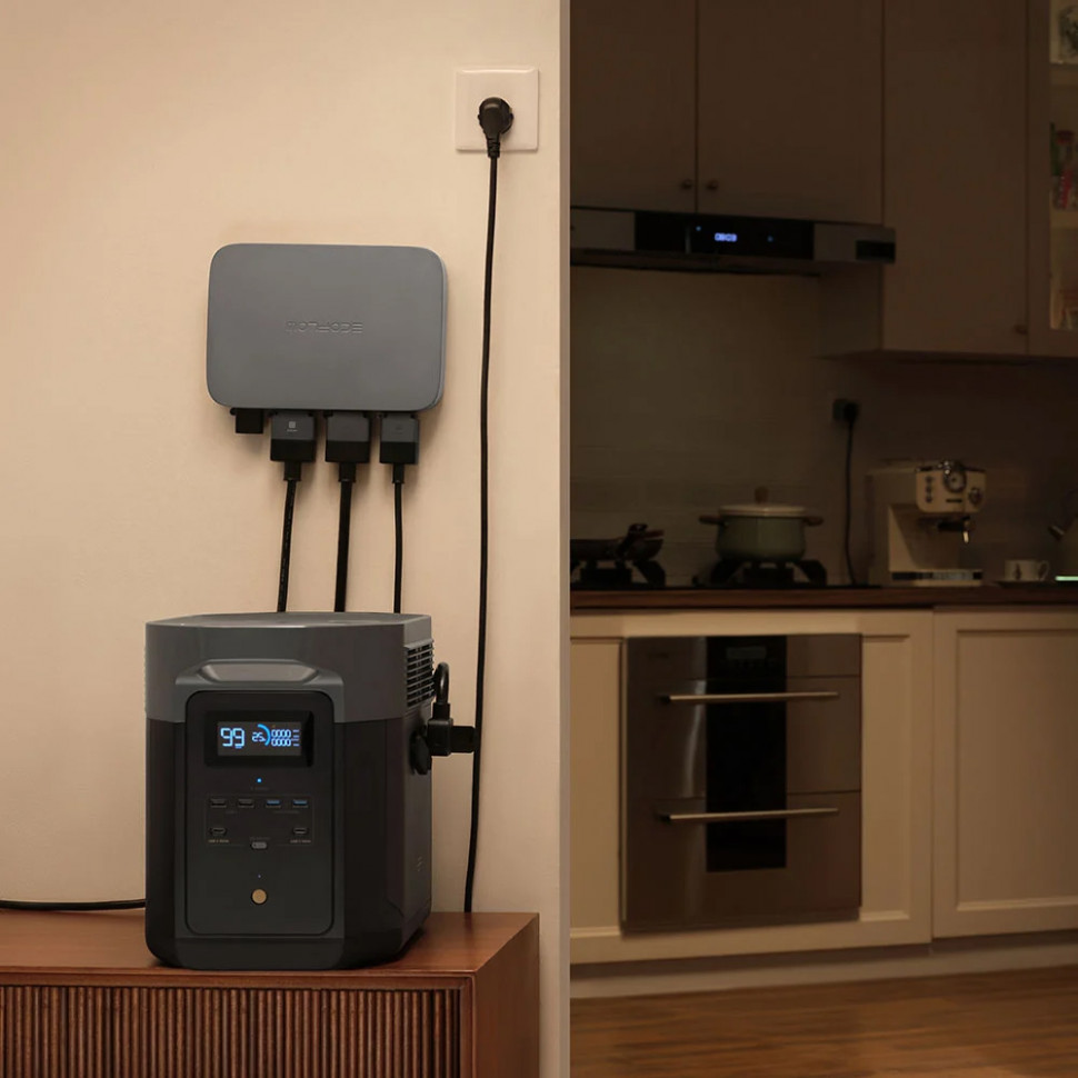 Комплект EcoFlow PowerStream – микроинвертор 600W + Delta Max 2000 + 2 x 400W солнечные панели (DELTA2000-EU/EFPowerStreamMI-EU-600W/ZPTSP300-2-AKIT-4/EFL-BKWDELTAEBCable-0.4m/EFL-SuperFlatMC4Cable/EFA-SmartPlug-EU)