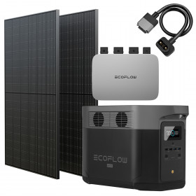 Комплект EcoFlow PowerStream – микроинвертор 600W + Delta Max 2000 + 2 x 400W солнечные панели (DELTA2000-EU/EFPowerStreamMI-EU-600W/ZPTSP300-2-AKIT-4/EFL-BKWDELTAEBCable-0.4m/EFL-SuperFlatMC4Cable/EFA-SmartPlug-EU)