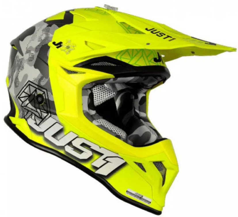 Мотошлем Just1 J39 Kinetic Camo Red/Lime/Fluo Yellow Matt