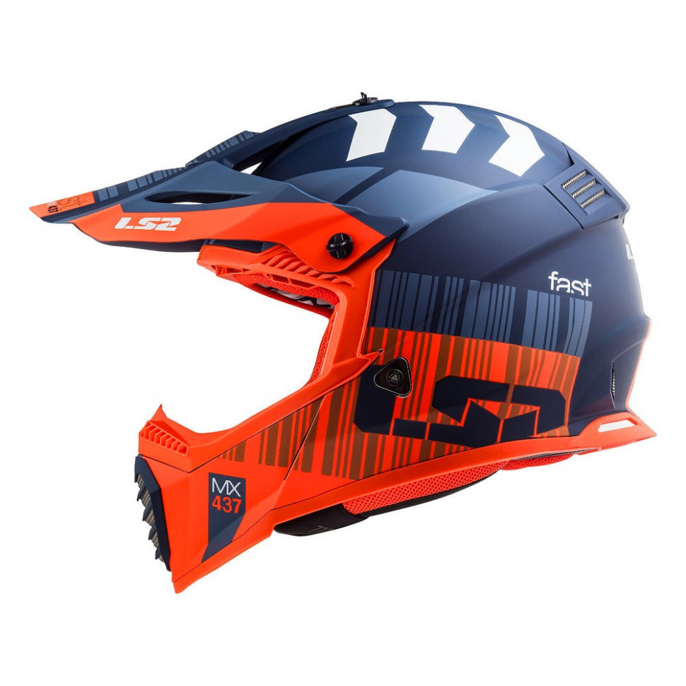 Мотошлем LS2 MX437 Fast Evo Xcode Matt Fluo Orange/Blue