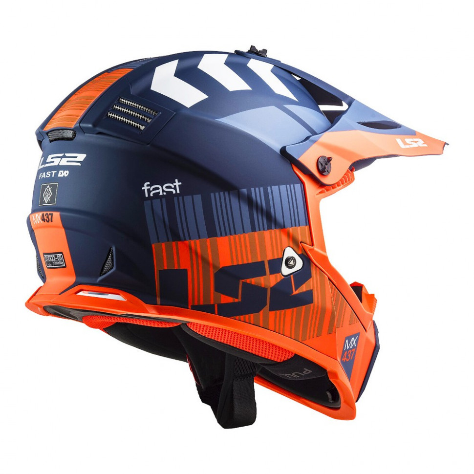 Мотошлем LS2 MX437 Fast Evo Xcode Matt Fluo Orange/Blue