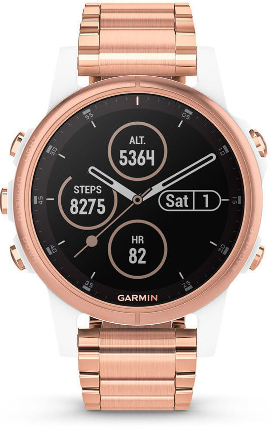 Спортивні годинник Garmin Fenix 5S Plus Sapphire White with Rose Gold-tone Metal Band (010-01987-11)
