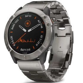 Спортивные часы Garmin Fenix 6X Pro Solar Titanium with Vented Titanium Bracelet (010-02157-24)