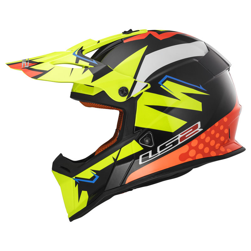 Мотошлем LS2 MX437 Fast Volt Black/Yellow/Orange