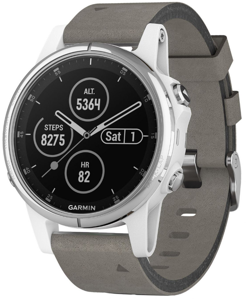 Спортивные часы Garmin Fenix 5S Plus Sapphire White with Grey Suede Band (010-01987-05)