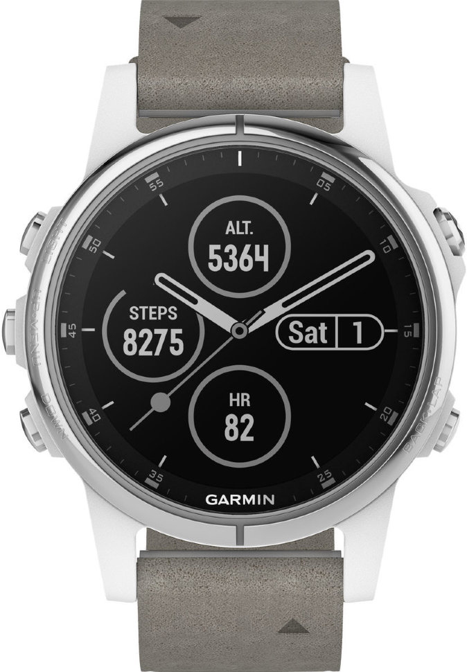 Спортивні годинник Garmin Fenix 5S Plus Sapphire White with Grey Suede Band (010-01987-05)
