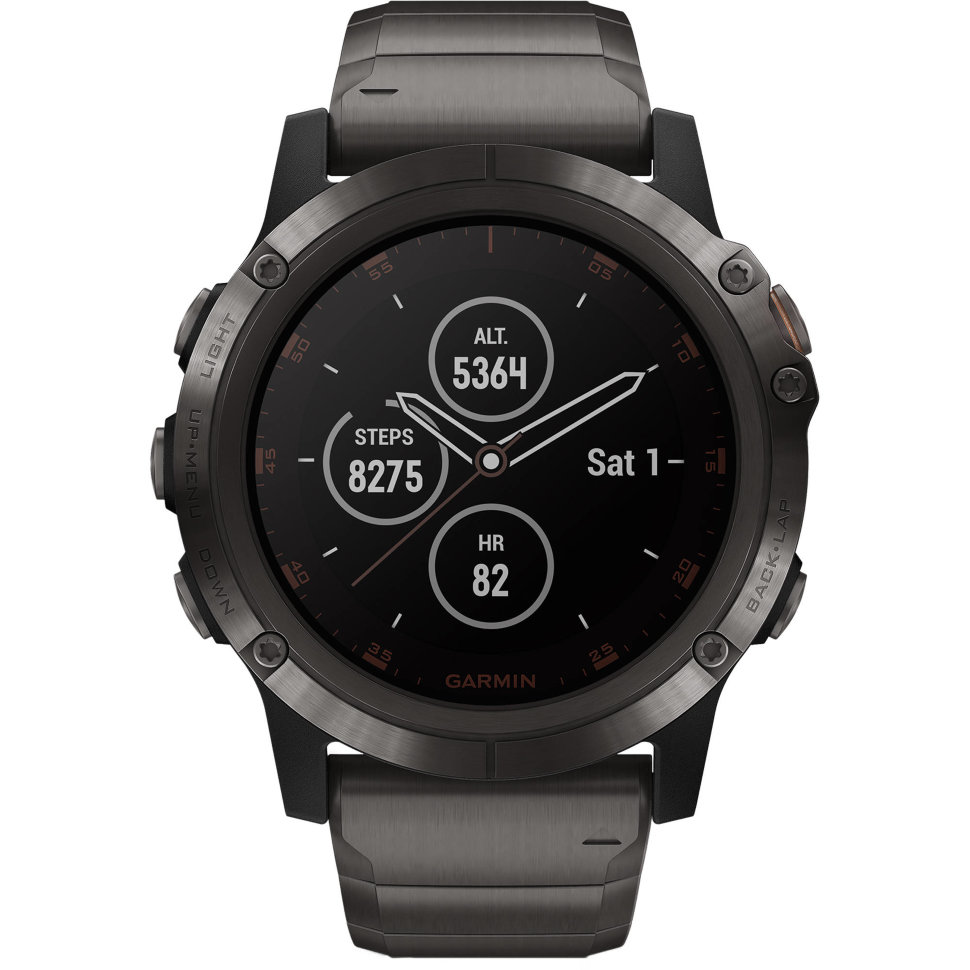 Спортивні годинник Garmin Fenix 5X Plus Sapphire Carbon Gray DLC Titanium with DLC Titanium Band (010-01989-05)