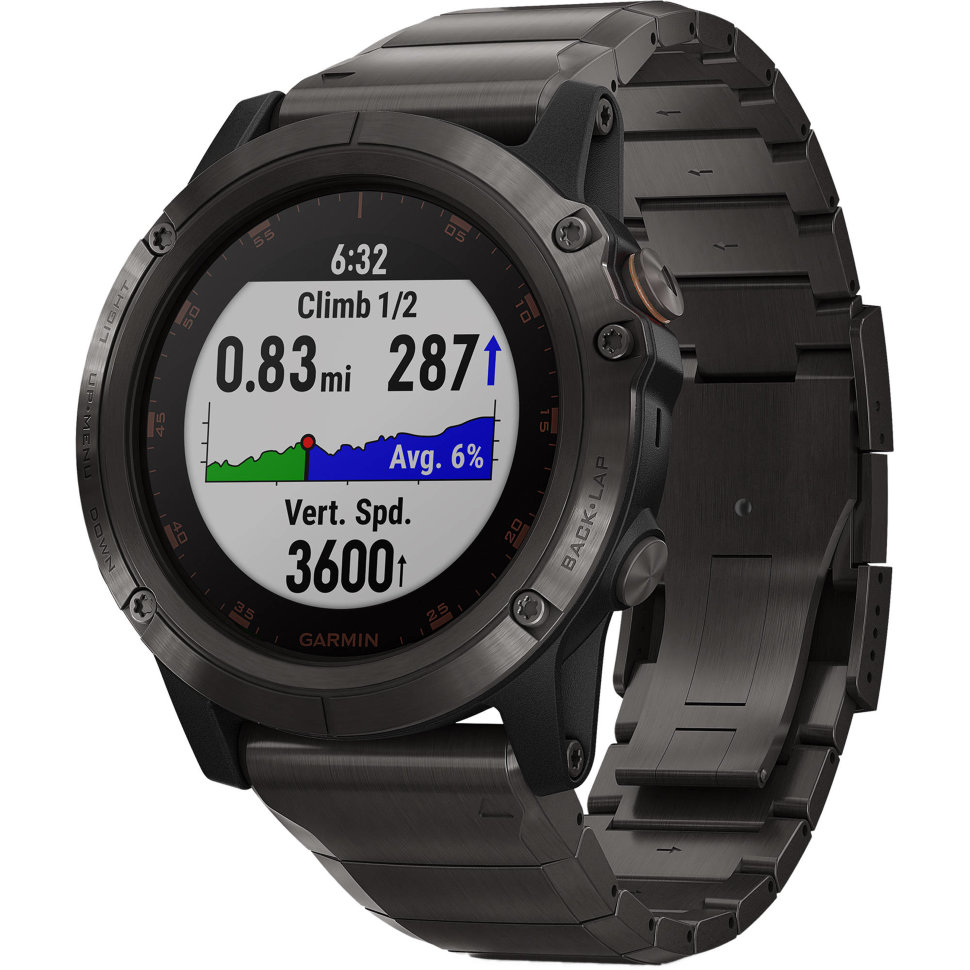 Спортивні годинник Garmin Fenix 5X Plus Sapphire Carbon Gray DLC Titanium with DLC Titanium Band (010-01989-05)