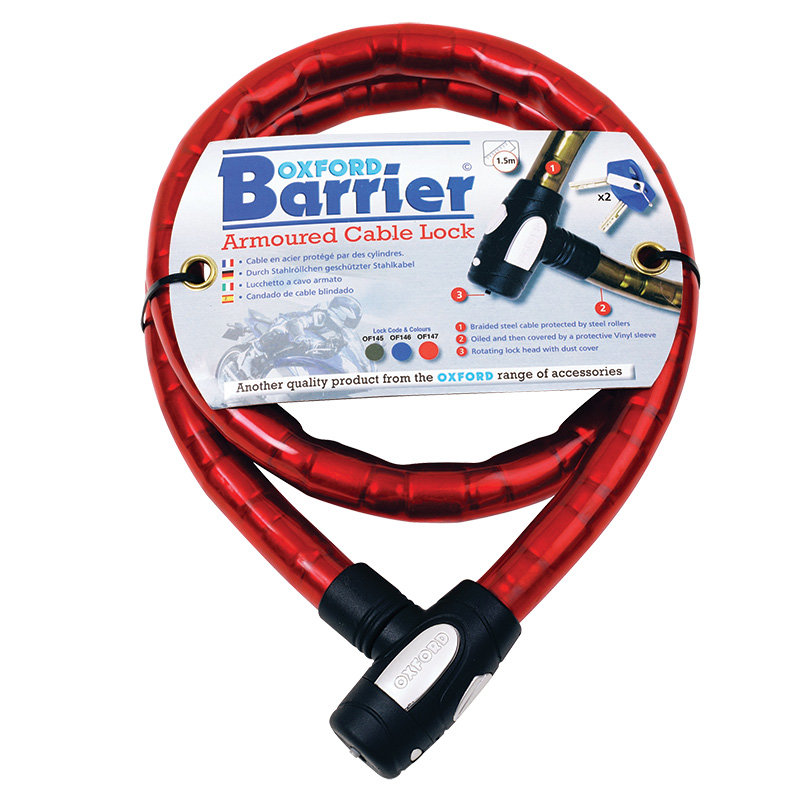 Трос противоугонный Oxford 1.4m x 25mm Barrier Red (OF147)