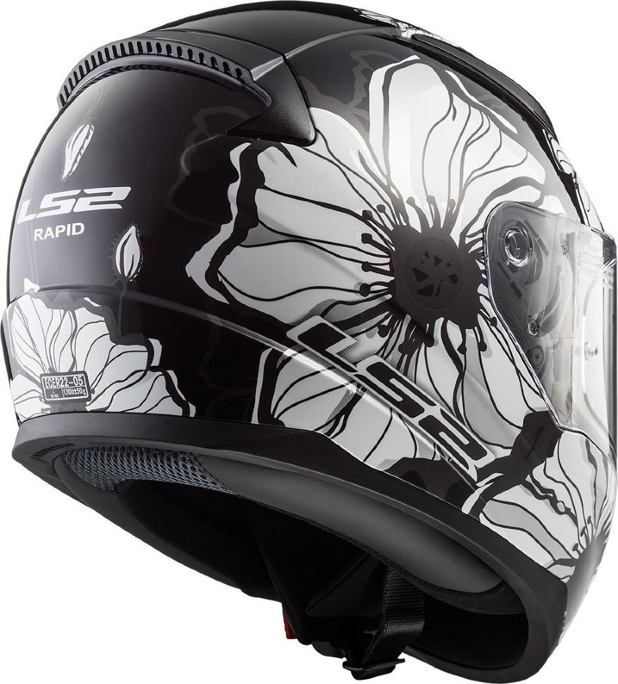 Мотошлем LS2 FF353 Rapid Poppies Black/White