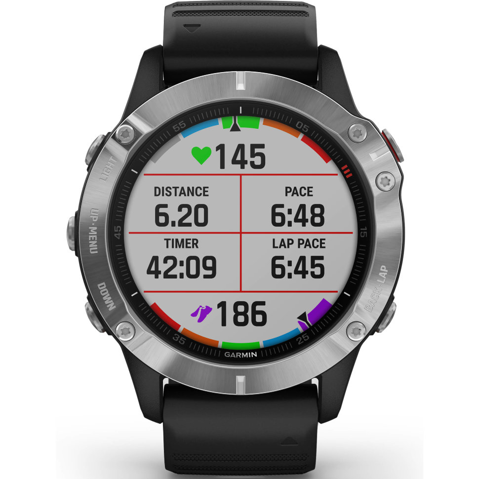 Спортивні годинник Garmin Fenix 6 Silver with Black Band (010-02158-00)