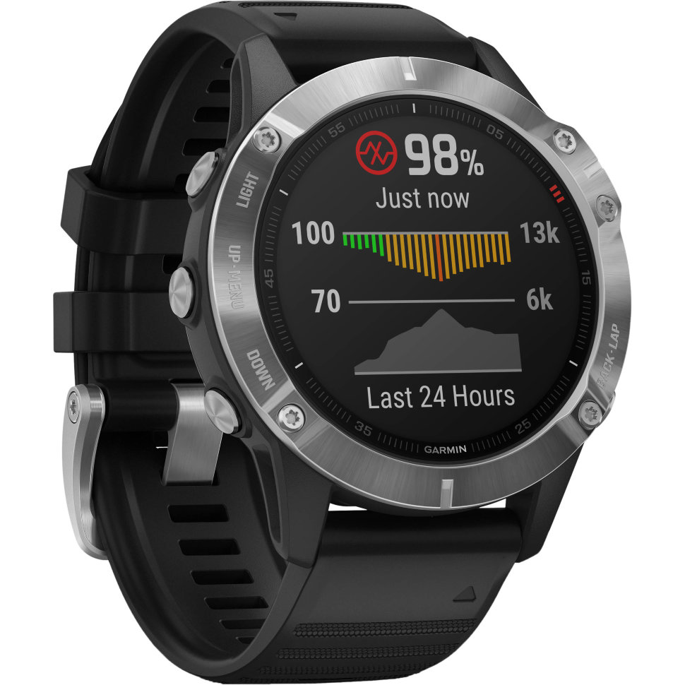 Спортивні годинник Garmin Fenix 6 Silver with Black Band (010-02158-00)