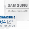 Карта пам'яті Samsung 64GB microSDXC Class 10 UHS-I U1 V10 A1 EVO Plus + SD Adapter (MB-MC64KA/RU)