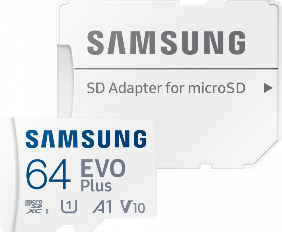 Карта пам'яті Samsung 64GB microSDXC Class 10 UHS-I U1 V10 A1 EVO Plus + SD Adapter (MB-MC64KA/RU)