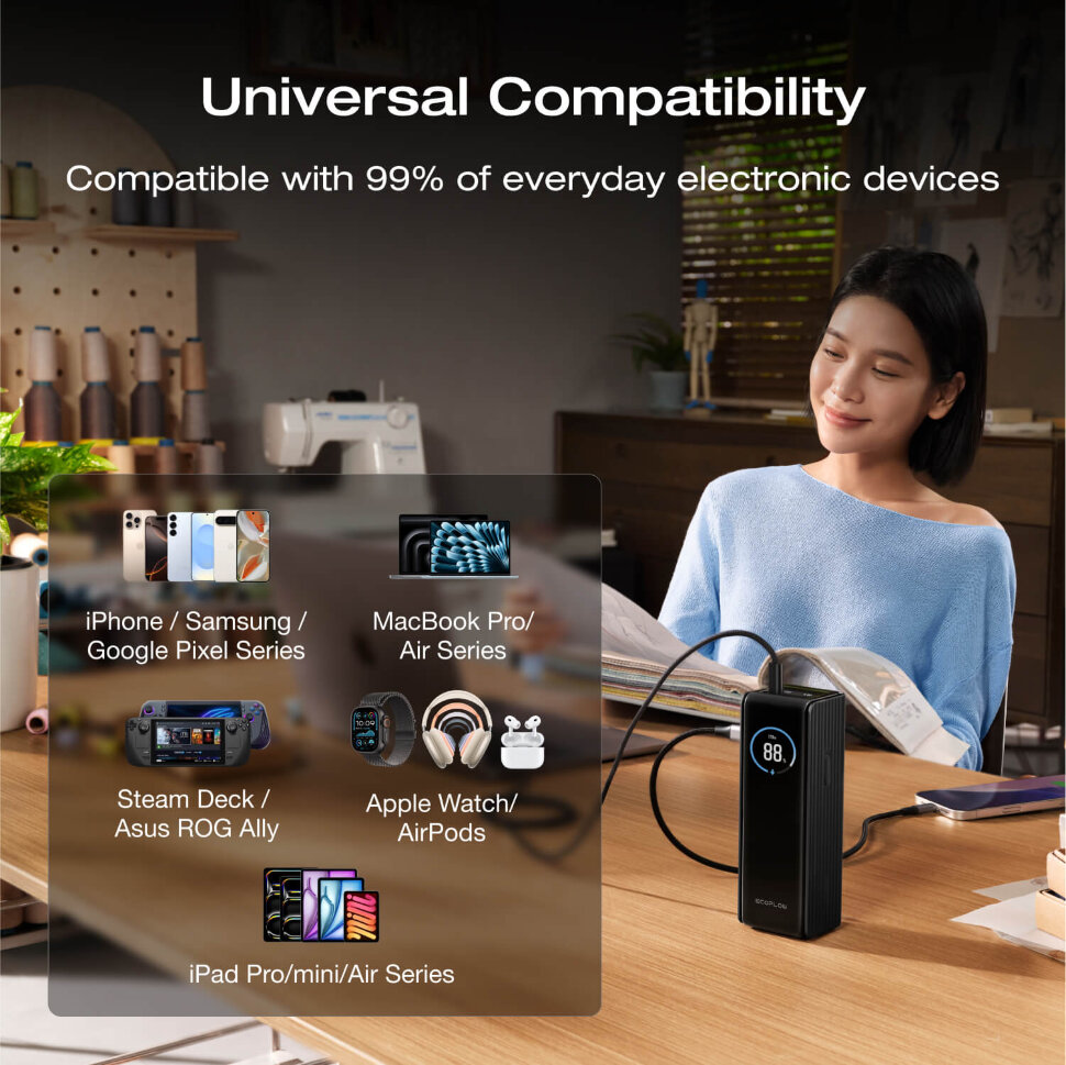 Повербанк EcoFlow RAPID Pro черный (25000 мА·ч, 170 Вт) (EF-RAPID25K140W-B-EU)