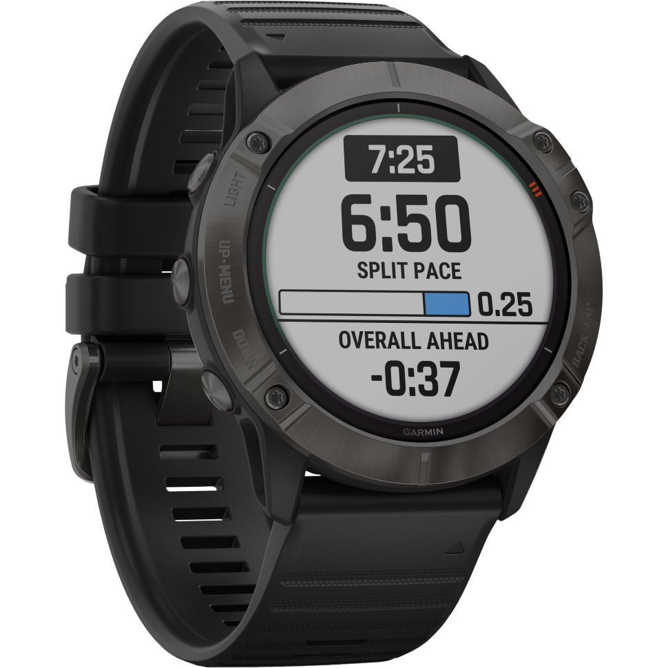 Спортивні годинник Garmin Fenix 6X Pro Solar Titanium Carbon Grey DLC with Black Band (010-02157-21)