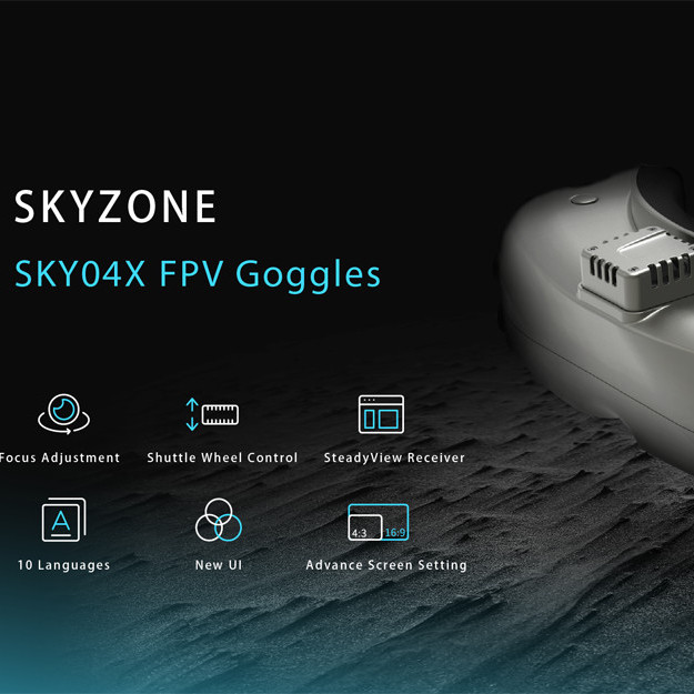 Відео окуляри для FPV Skyzone SKY04X V2 OLED 5.8G з приймачем SteadyView (SKY04XBLK)