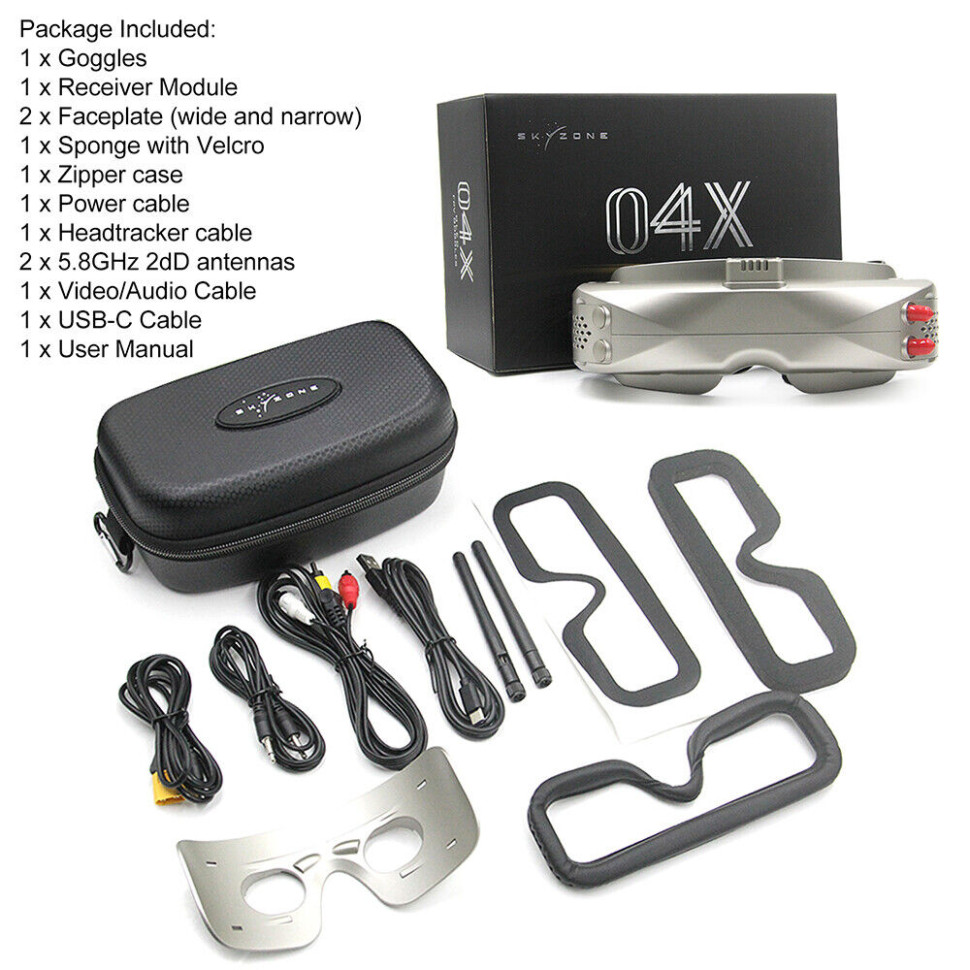 Відео окуляри для FPV Skyzone SKY04X V2 OLED 5.8G з приймачем SteadyView (SKY04XBLK)