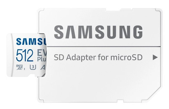 Карта памяти Samsung 512GB microSDXC C10 UHS-I U3 R100/W90MB/s Evo Plus V2 + SD адаптер (MB-MC512KA/RU)