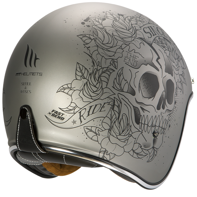 Мотошлем MT Helmets Jet Le Mans 2 SV Skull&Roses Grey Matt