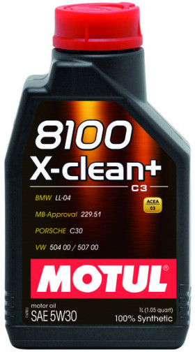 Моторное масло Motul 8100 X-Clean+ SAE 5W-30 1л (854711)