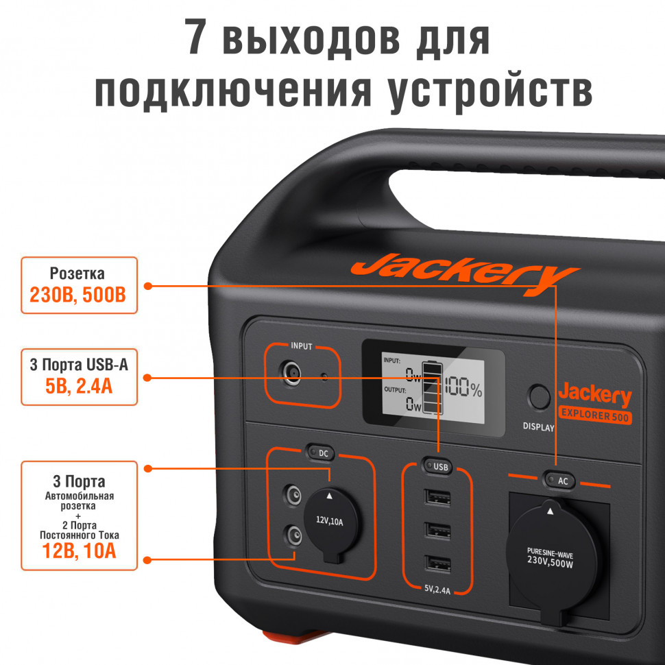Портативная электростанция Jackery Explorer 500EU (Explorer-500) (518 Вт·ч / 500 Вт)