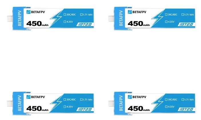 Набор аккумуляторов BetaFPV BT2.0 450mAh 1S 30C LiHV (4 шт)