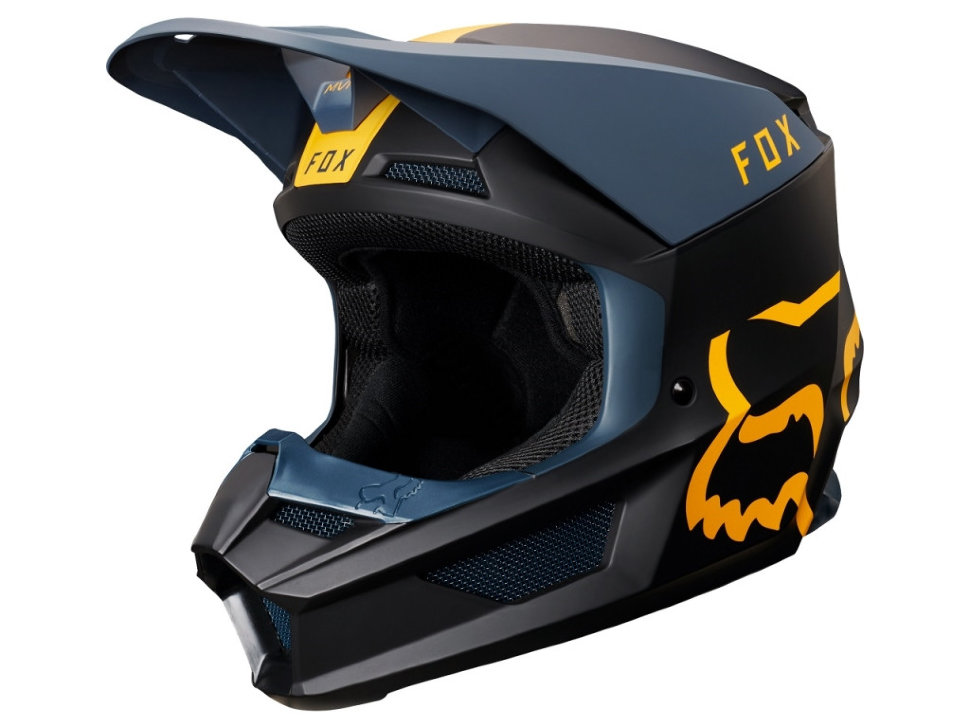 Мотошлем Fox V1 Mata Helmet Navy/Yellow