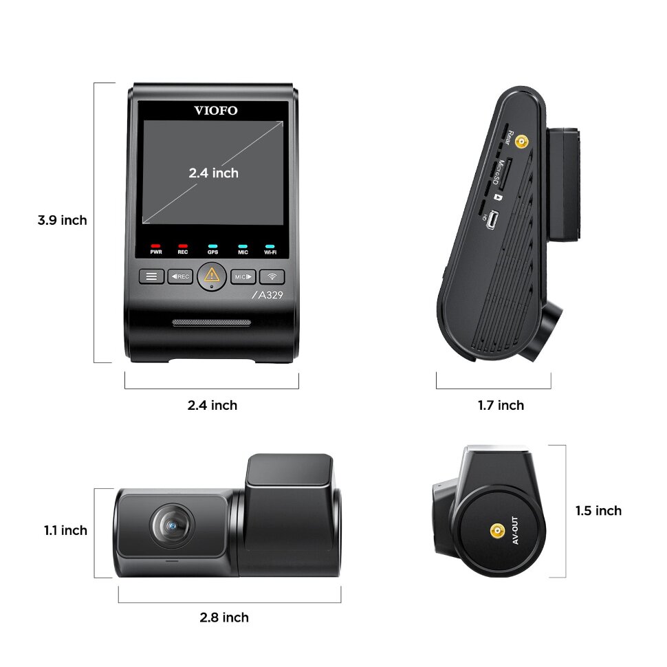 Видеорегистратор Viofo A329 4K 60FPS + 2К c GPS и камерой заднего вида