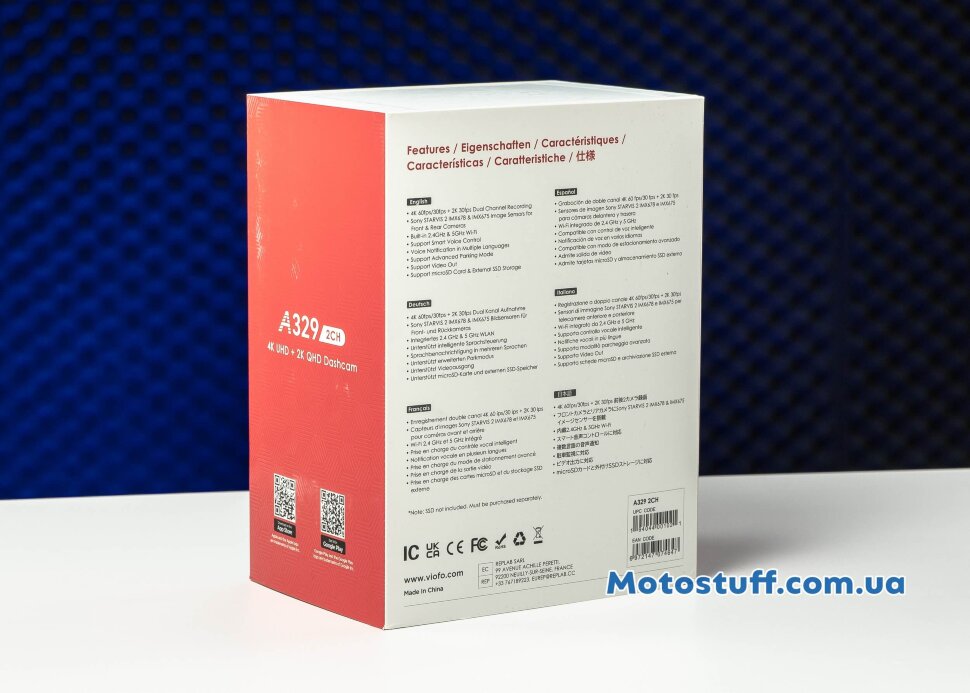 Видеорегистратор Viofo A329 4K 60FPS + 2К c GPS и камерой заднего вида