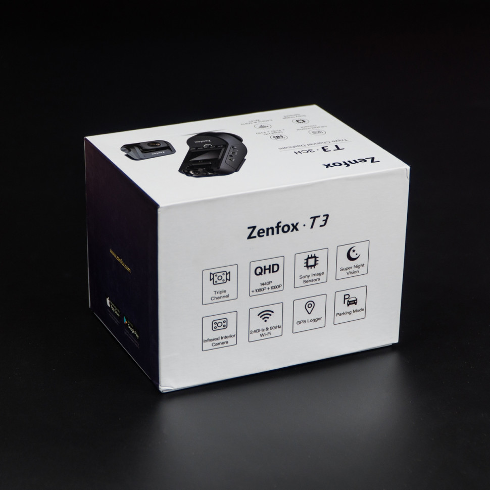 Видеорегистратор Zenfox T3 2CH двухканальный c GPS и камерой заднего вида