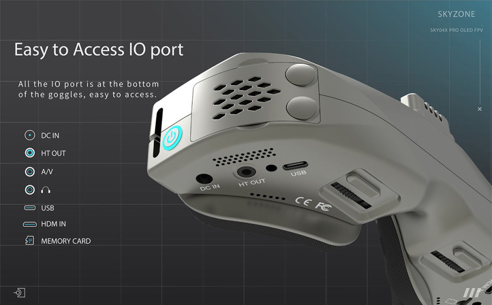 Відео окуляри для FPV Skyzone SKY04X PRO OLED 5.8G FullHD з приймачем SteadyView (SKY04XP)
