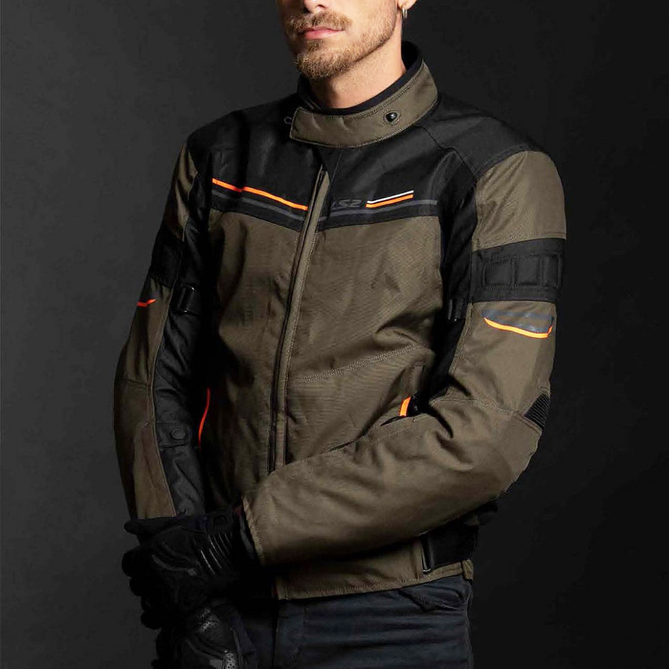 Мотокуртка LS2 Shadow Man Jacket Khaki/Black H-V/Orange