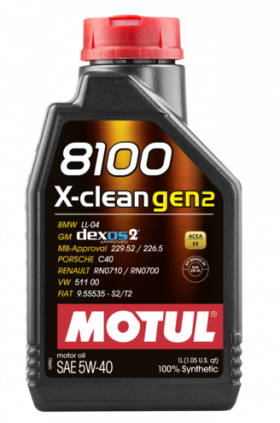 Моторное масло Motul 8100 X-Clean Gen2 SAE 5W-40 1л (854111)