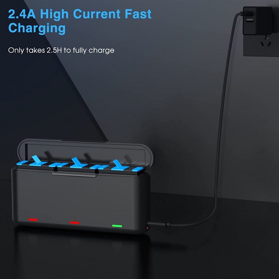 Тройное зарядное устройство Jeebel Battery Charger для Hero 12, Hero 11, Hero 10, Hero 9