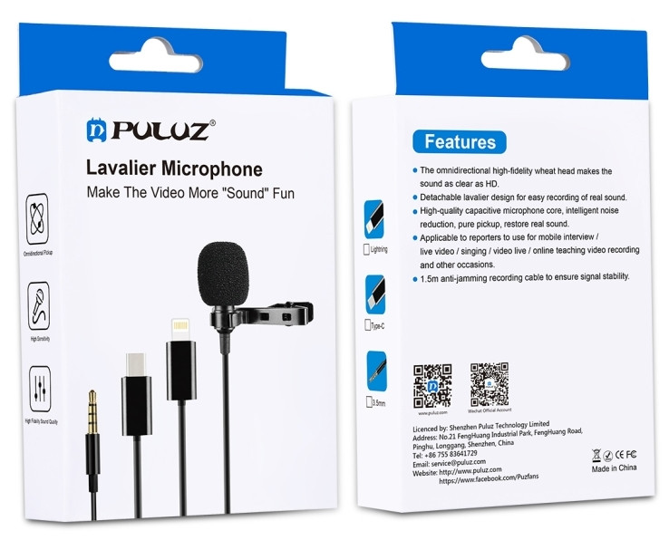 Микрофон петличка Puluz PU3046