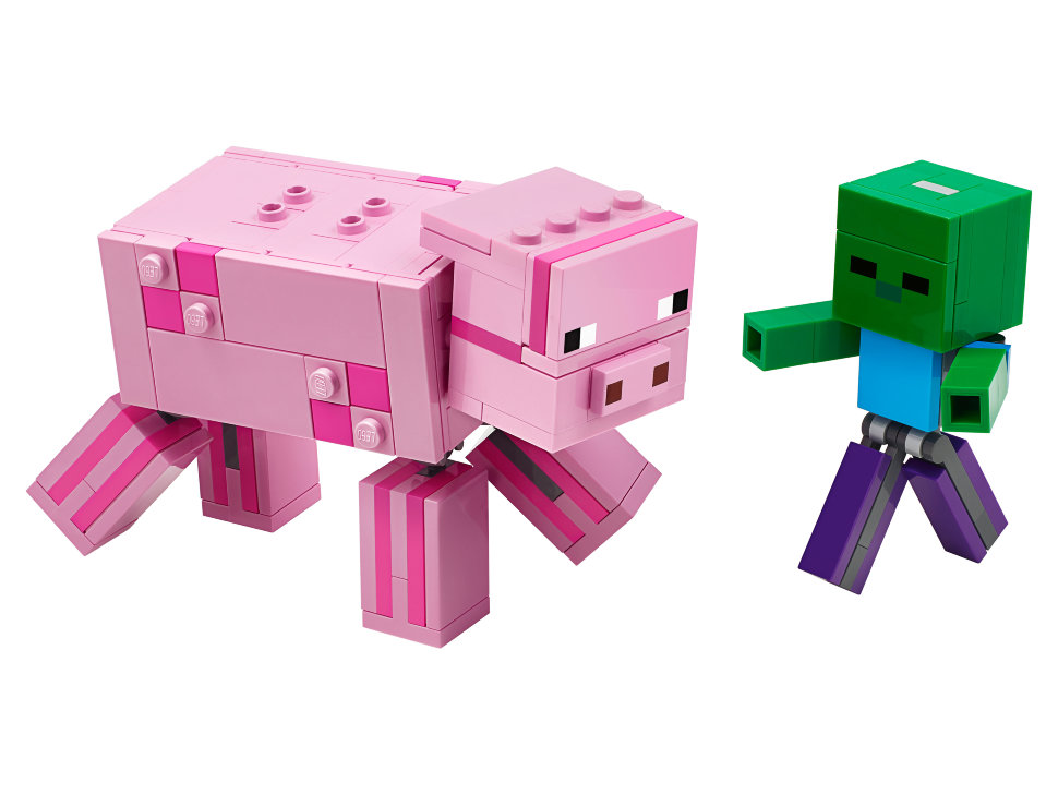 Конструктор Lego Minecraft: большие фигурки, Свинья и Зомби-ребёнок (21157)