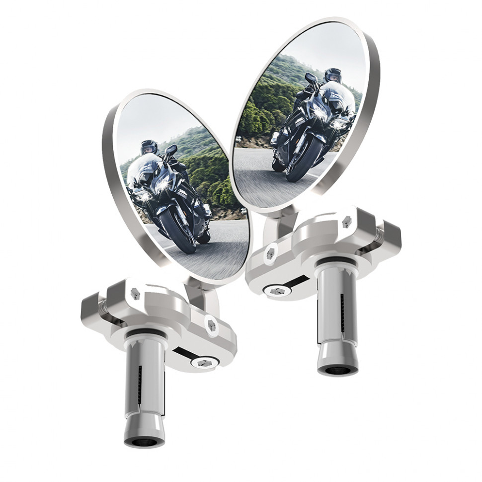 Комплект мотозеркал Oxford Bar End Mirrors Silver (OX578)
