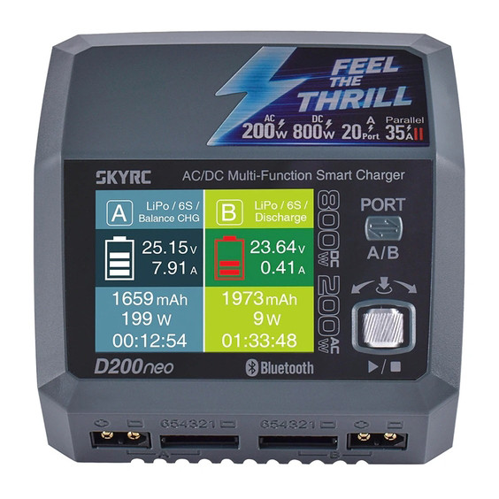 Зарядний пристрій SkyRC D200neo (АС 200 Вт / 2* DC 400 Вт) (SK-100196)