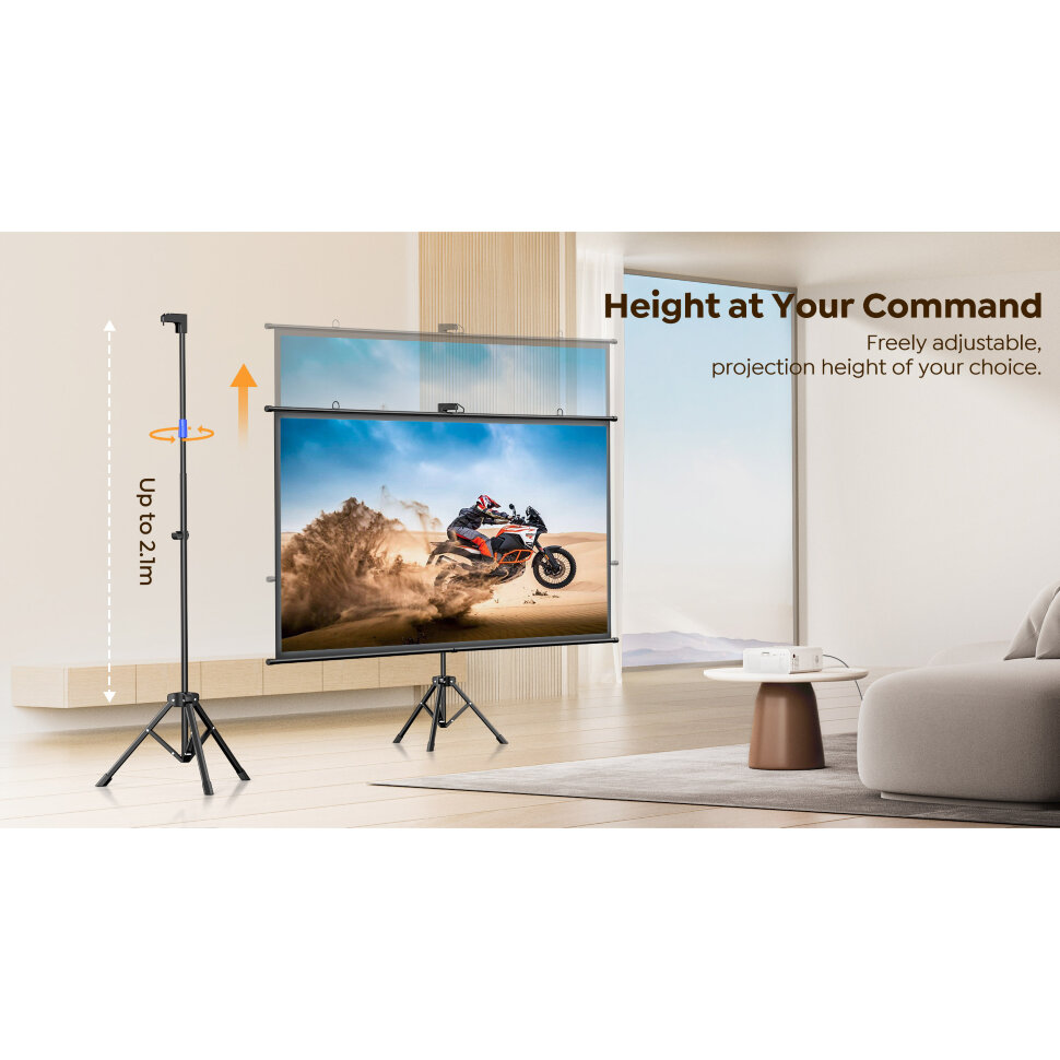 Проекційний екран на стійці YABER YS-84D 84" 16:9 186x105см (Yaber-84Inch-StandScreen)